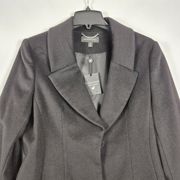 Katherine Kelly Women's Coat Size 12 Cashmere Black Luxury Long Coat (No Belt) - Picture 11 of 12
